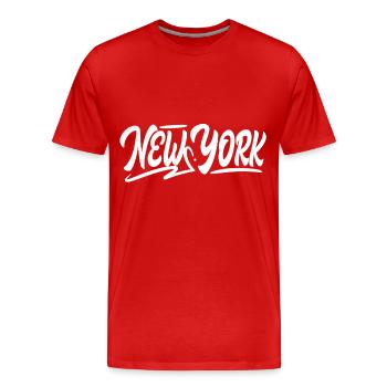NEW YORK - T-shirt bio Premium Homme - rouge - Devant - Damien (186cm)