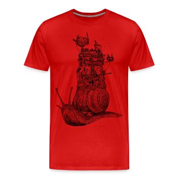Schneckenhaus - Männer Premium Bio T-Shirt - Rot - Vorne - Damien (186cm)