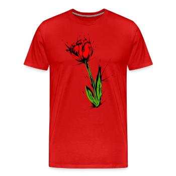 Blume Tulpe - Männer Premium Bio T-Shirt - Rot - Vorne - Damien (186cm)