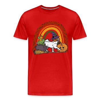 Süßer Papillon Halloween Kostüm Hund - Männer Premium Bio T-Shirt - Rot - Vorne - Damien (186cm)