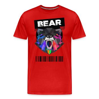 Bear - Bär - Geometric Art - Men's Premium Organic T-Shirt - red - Front - Damien (186cm)