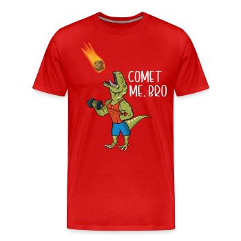 Comet Me Bro Funny T-Rex Dinosaur Pun Gym Workout - Men's Premium Organic T-Shirt - red - Front - Damien (186cm)