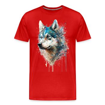 Husky sibérien 01 - T-shirt bio Premium Homme - rouge - Devant - Damien (186cm)