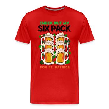 Saint Patrick my Six Pack beers is delicious - Men's Premium Organic T-Shirt - red - Front - Damien (186cm)