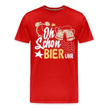 Oh Schon Bier Uhr - Männer Premium Bio T-Shirt - Rot - Vorne - Damien (186cm)