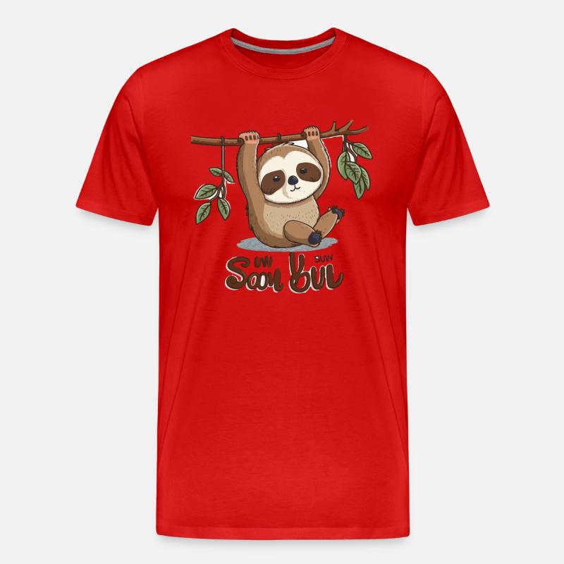 Langsames Leben - Männer Premium Bio T-Shirt - Rot