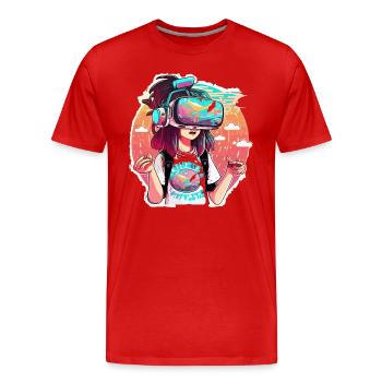 Holographische VR - Männer Premium Bio T-Shirt - Rot - Vorne - Damien (186cm)