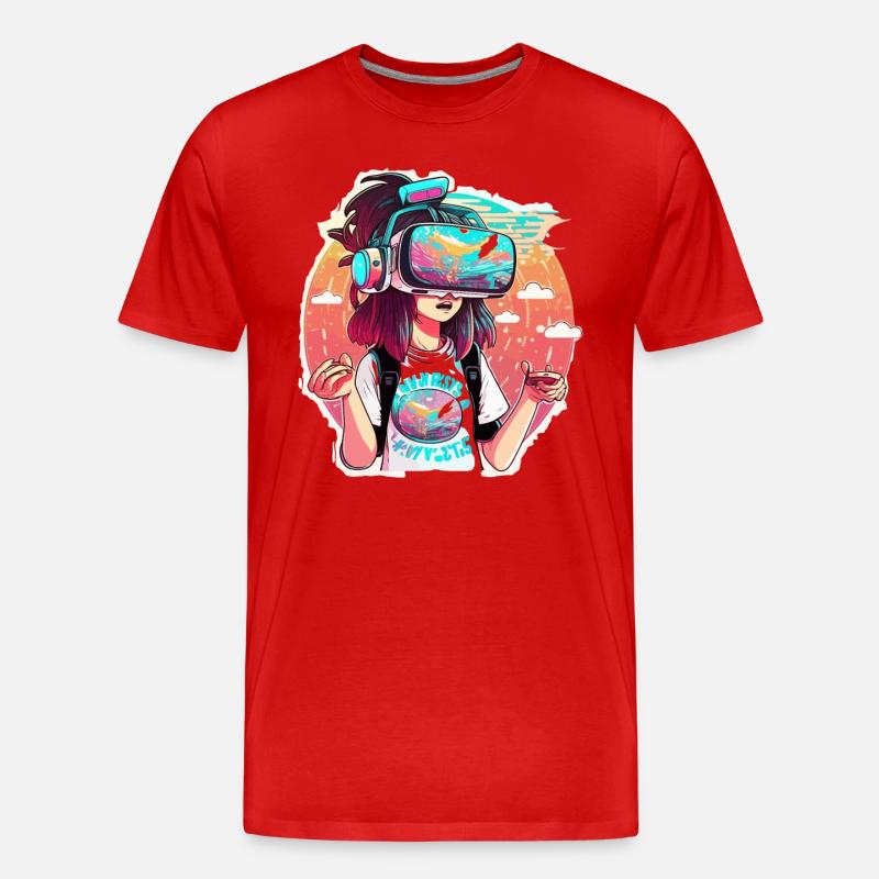 Holographische VR - Männer Premium Bio T-Shirt - Rot