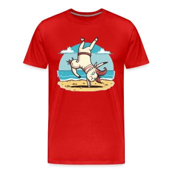 Einhorn-Athlet - Männer Premium Bio T-Shirt - Rot - Vorne - Damien (186cm)