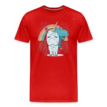 Einhorn im Schmerz - Männer Premium Bio T-Shirt - Rot - Vorne - Damien (186cm)