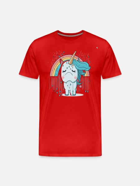 Einhorn im Schmerz - Männer Premium Bio T-Shirt - Rot