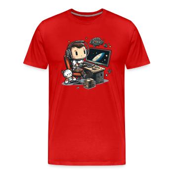 Codage cosmique - T-shirt bio Premium Homme - rouge - Devant - Damien (186cm)