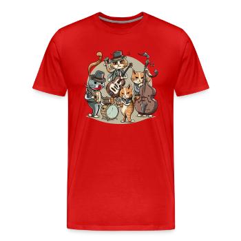 Feline Jazz Trio - Men's Premium Organic T-Shirt - red - Front - Damien (186cm)