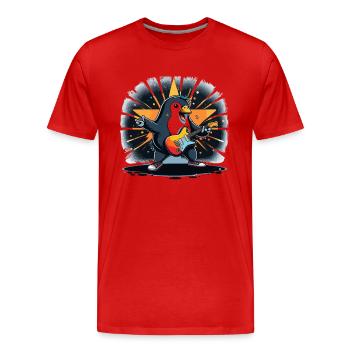 Der Pinguin-Festival-Rocker - Männer Premium Bio T-Shirt - Rot - Vorne - Damien (186cm)
