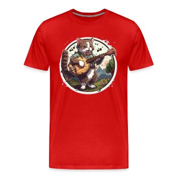 Chat mélodique - T-shirt bio Premium Homme - rouge - Devant - Damien (186cm)