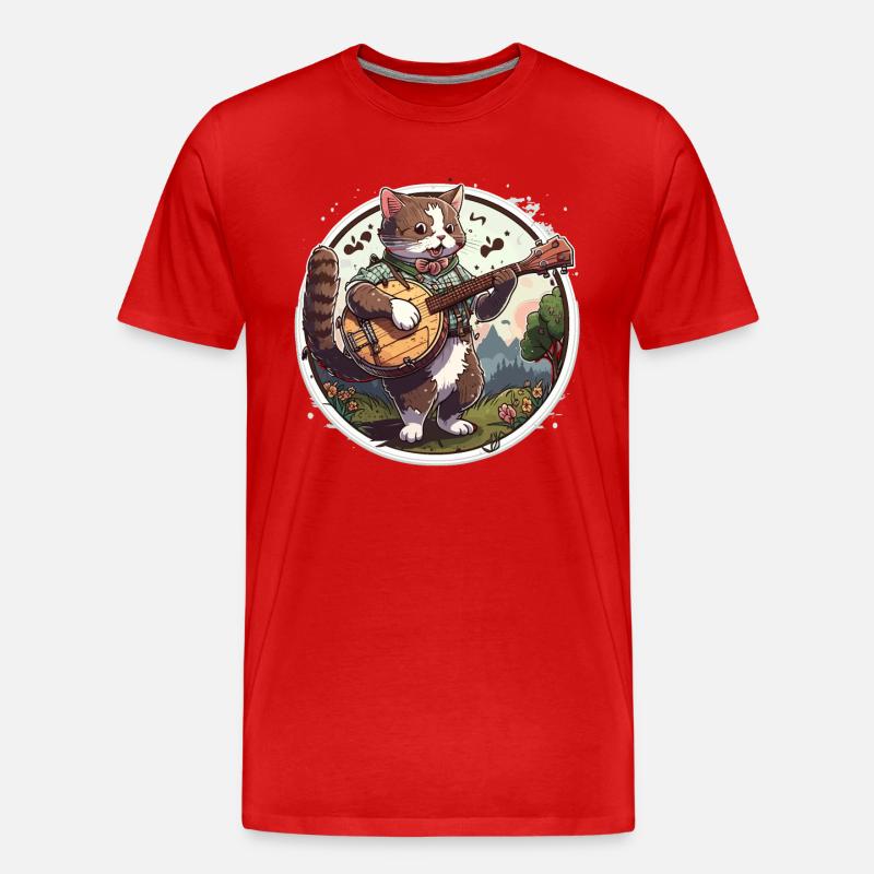 Melodische Katze - Männer Premium Bio T-Shirt - Rot