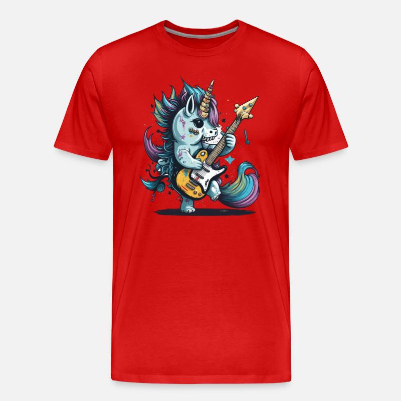 Rockin Einhorn - Männer Premium Bio T-Shirt - Rot