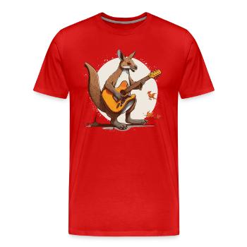 Schaukelndes Känguru - Männer Premium Bio T-Shirt - Rot - Vorne - Damien (186cm)
