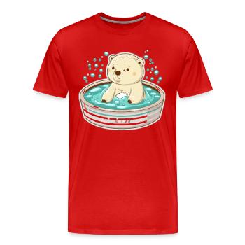 Entspannender Eisbär - Männer Premium Bio T-Shirt - Rot - Vorne - Damien (186cm)