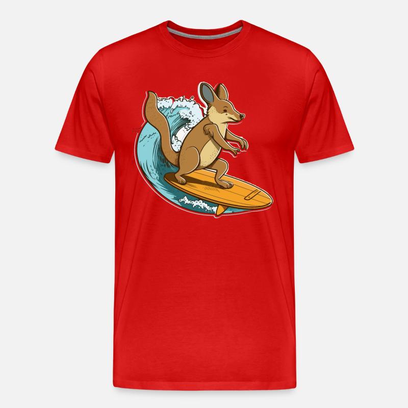 Känguru-Surfer - Männer Premium Bio T-Shirt - Rot