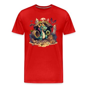 Le trésor des dragons - T-shirt bio Premium Homme - rouge - Devant - Damien (186cm)