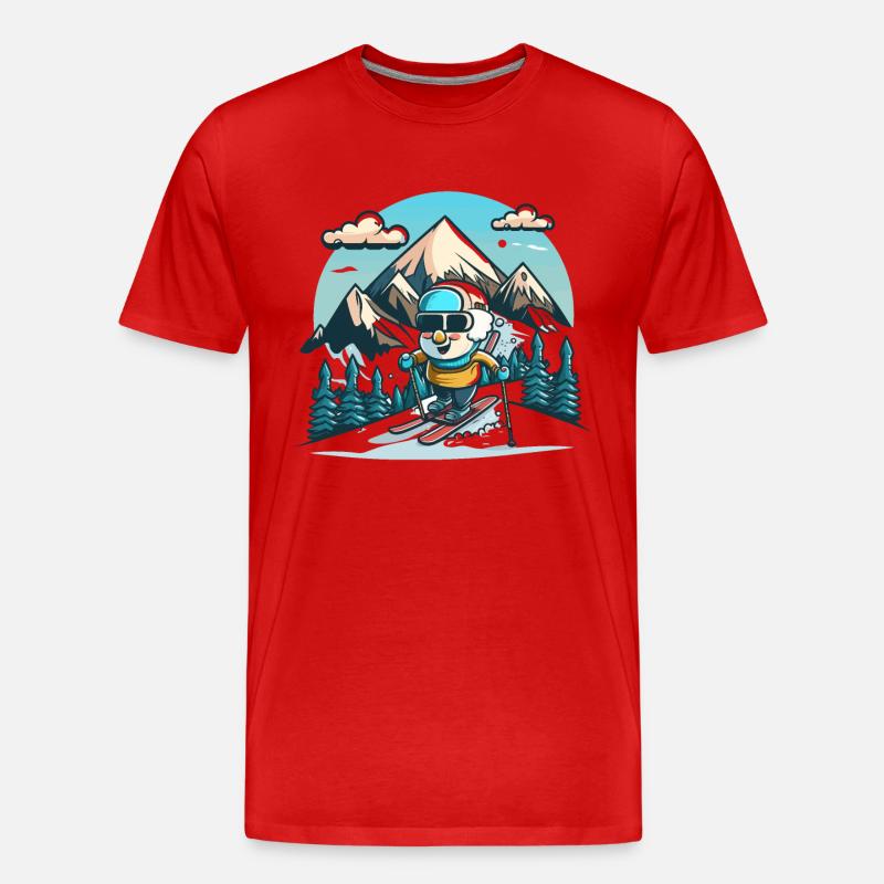 Abenteuer im Schnee - Männer Premium Bio T-Shirt - Rot