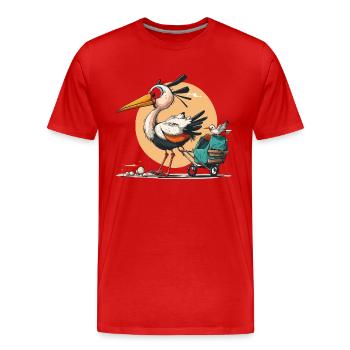 Stork Delivery - Men's Premium Organic T-Shirt - red - Front - Damien (186cm)