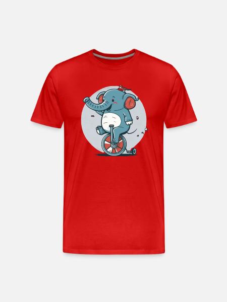 Einrad Elefant - Männer Premium Bio T-Shirt - Rot