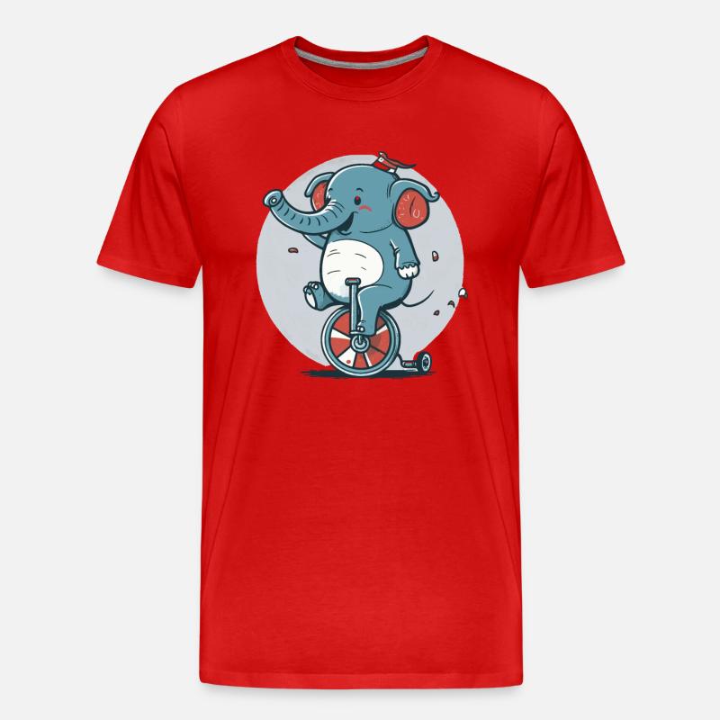 Einrad Elefant - Männer Premium Bio T-Shirt - Rot