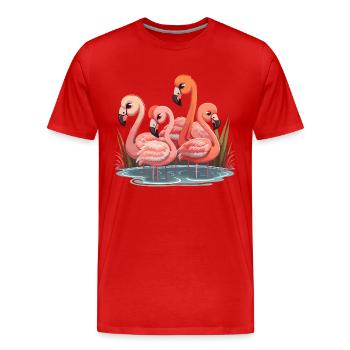Troupeau de flamants roses - T-shirt bio Premium Homme - rouge - Devant - Damien (186cm)