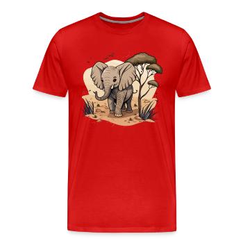 Riese der Savanne - Männer Premium Bio T-Shirt - Rot - Vorne - Damien (186cm)