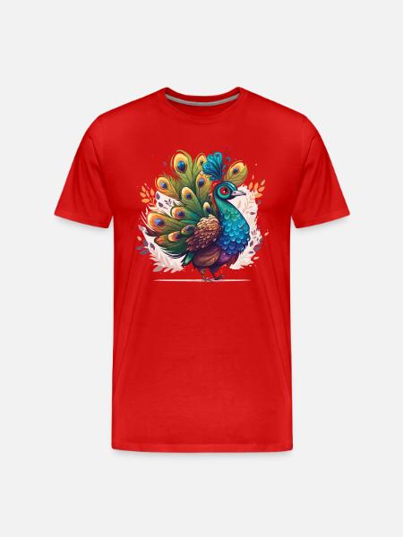 Peacock in full display - Men's Premium Organic T-Shirt - red
