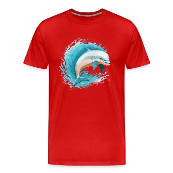 Dolphins playful jump - Men's Premium Organic T-Shirt - red - Front - Damien (186cm)