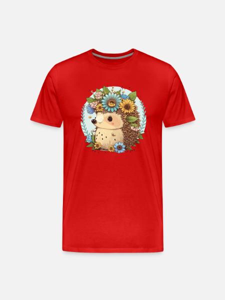 Blumenkrone Igel - Männer Premium Bio T-Shirt - Rot