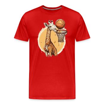 Giraffe on the Court - Men's Premium Organic T-Shirt - red - Front - Damien (186cm)