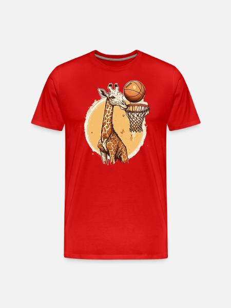 Giraffe on the Court - Men's Premium Organic T-Shirt - red