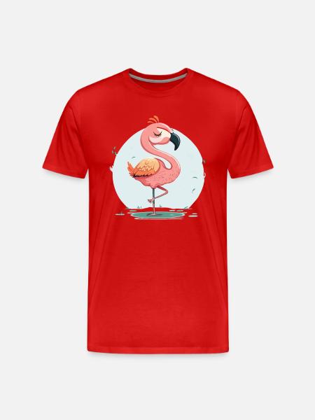 Yoga Flamingo - Men's Premium Organic T-Shirt - red