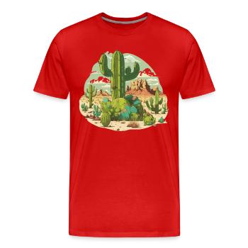 The Cactus Kingdom - Men's Premium Organic T-Shirt - red - Front - Damien (186cm)