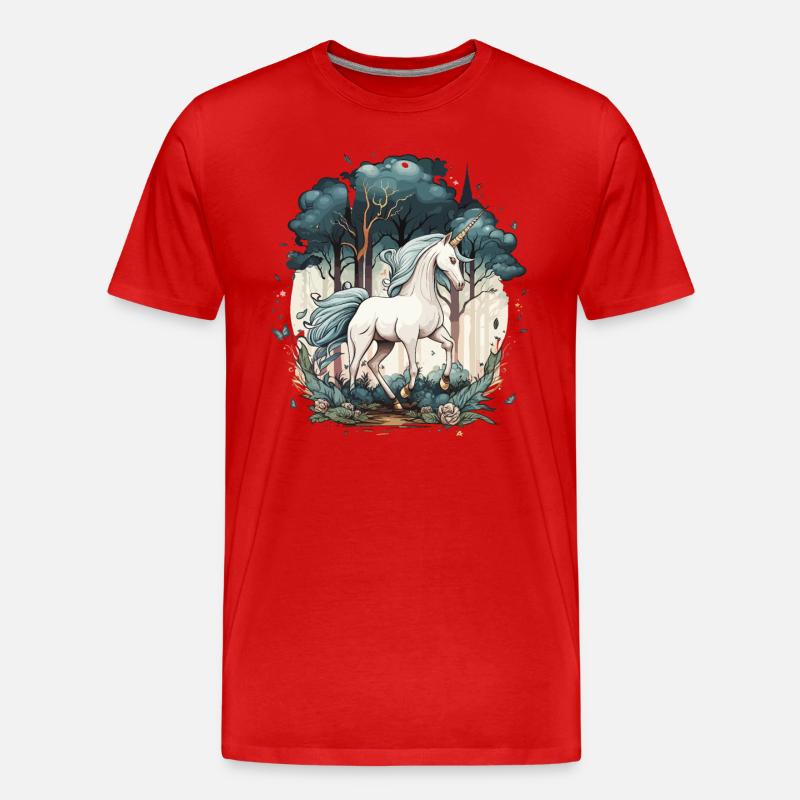 Das verzauberte Einhorn - Männer Premium Bio T-Shirt - Rot