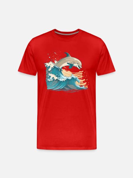 The Joyful Dolphin - Men's Premium Organic T-Shirt - red
