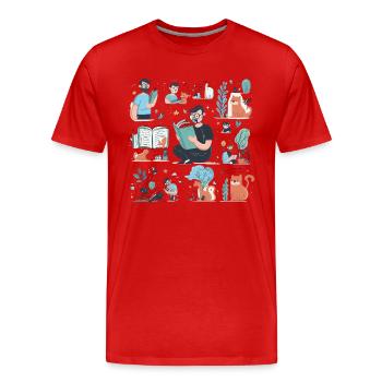 Journey by Train: Scenic Travel - Men's Premium Organic T-Shirt - red - Front - Damien (186cm)