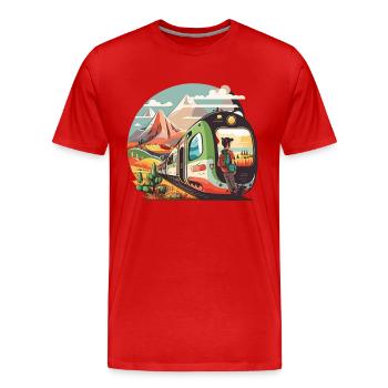 Ancient Wonders: Historical Journey - Men's Premium Organic T-Shirt - red - Front - Damien (186cm)