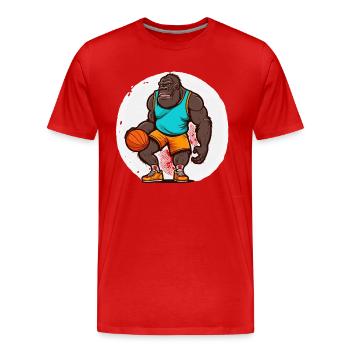 Basket-Gorilla - Men's Premium Organic T-Shirt - red - Front - Damien (186cm)