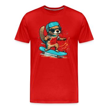 Otter-Skateboarding - Men's Premium Organic T-Shirt - red - Front - Damien (186cm)