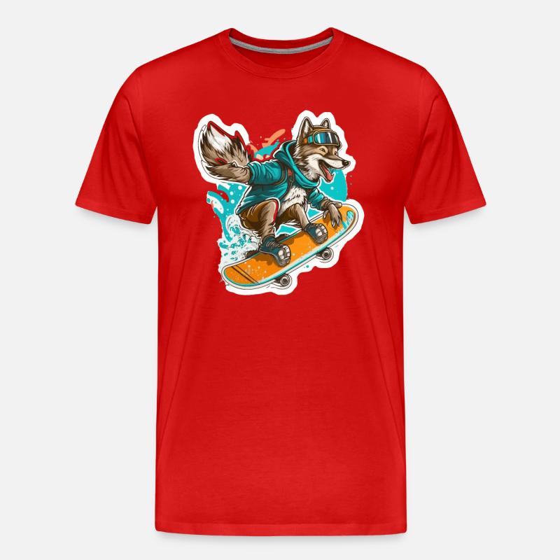 Wolf - Männer Premium Bio T-Shirt - Rot
