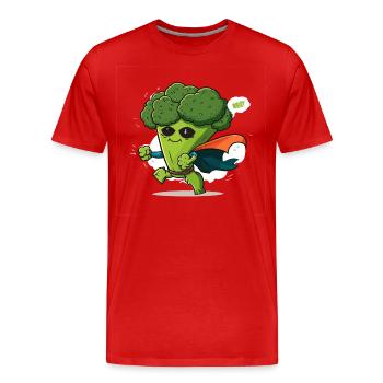 Broccoli Man - Men's Premium Organic T-Shirt - red - Front - Damien (186cm)