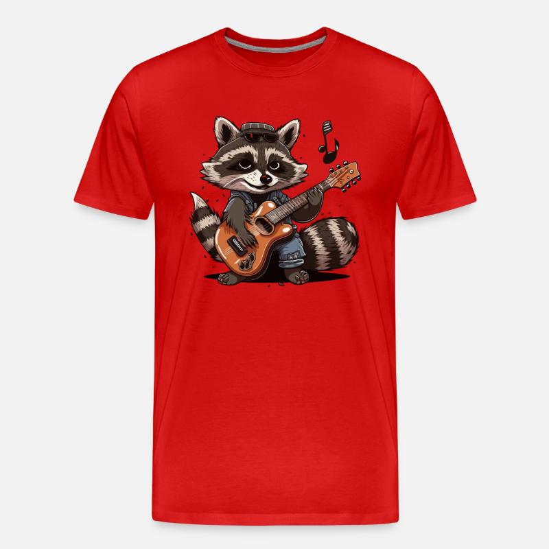 Waschbär Rocker - Männer Premium Bio T-Shirt - Rot