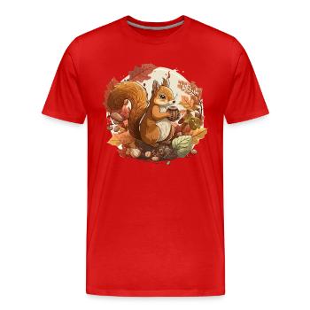 Récolte d’écureuils - T-shirt bio Premium Homme - rouge - Devant - Damien (186cm)