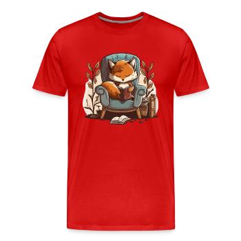Foxy Reader - Men's Premium Organic T-Shirt - red - Front - Damien (186cm)