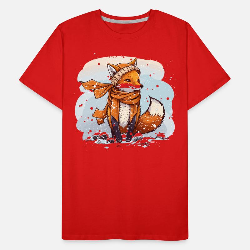 Fuchsiger Winter Männer Premium Bio T-Shirt